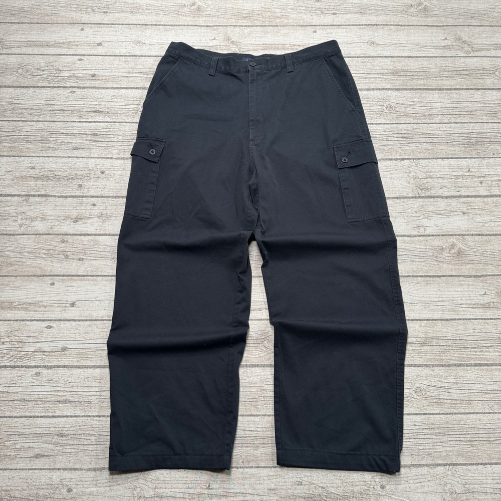 West Coast Cargo Pants Men's 38 Black Cotton Straight Leg Relaxed Fit Utility